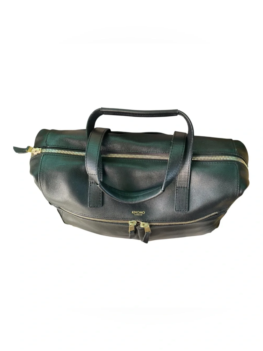 KNOMO London Audley Black Leather Laptop Slim Briefcase Handbag Tote